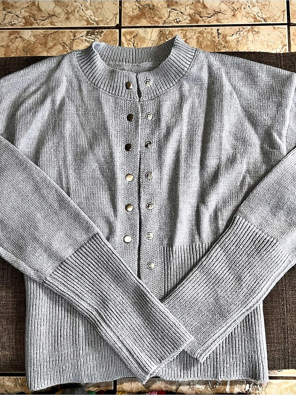 Quince Gray Knit Cardigan Like New